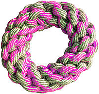 Игрушка для собак кольцо плетеное из каната 18 см Croci PASTEL розовая