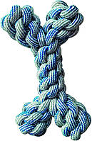 Игрушка для собак кость плетеная из каната 20 см Croci PASTEL голубая