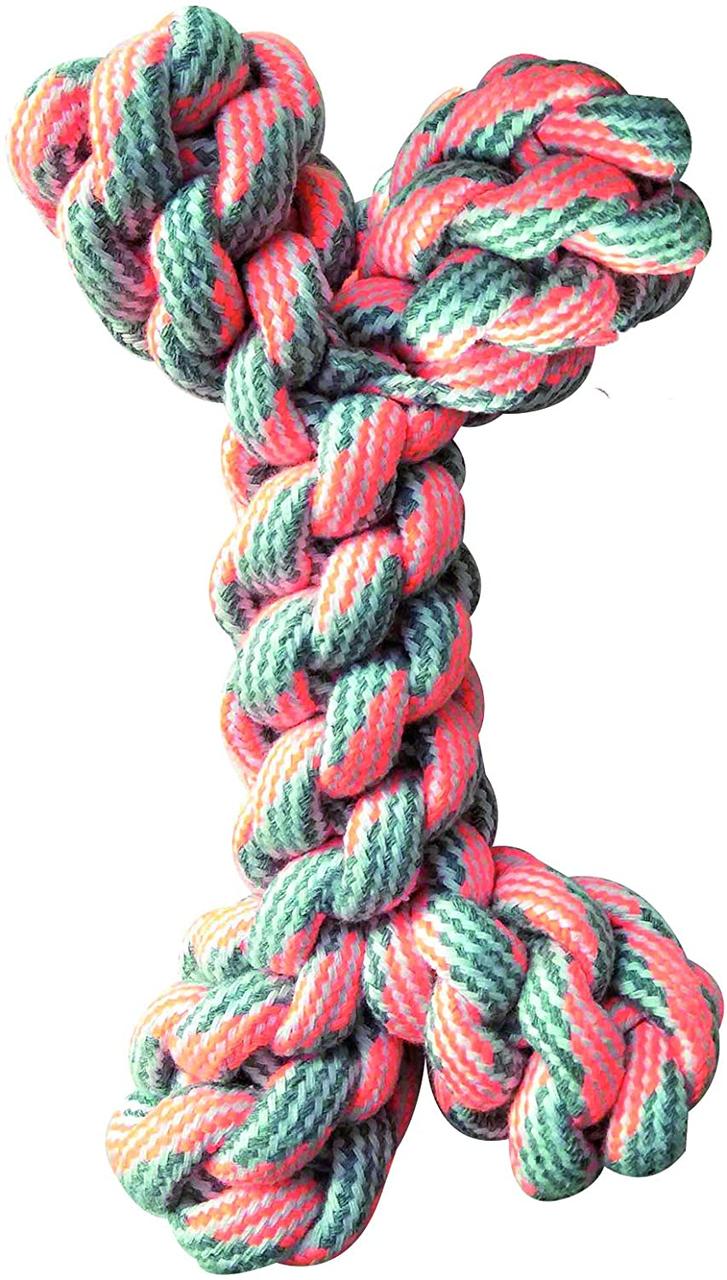 Іграшка для собак кістка плетена з канату 20 см Croci PASTEL оранжева, фото 1