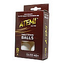 Кульки м/т Atemi 1* 6шт 40+ пластик білі ATEMI NTTB1*6 40+, фото 2