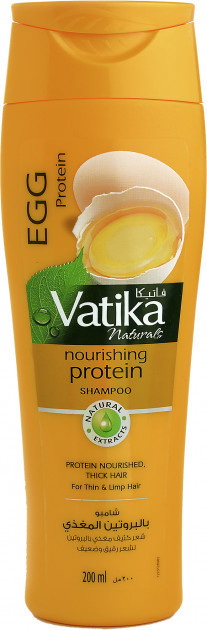 Шампунь з протеїнами яєць Dabur Vatika для тонкого та ламкого волосся 200 мл
