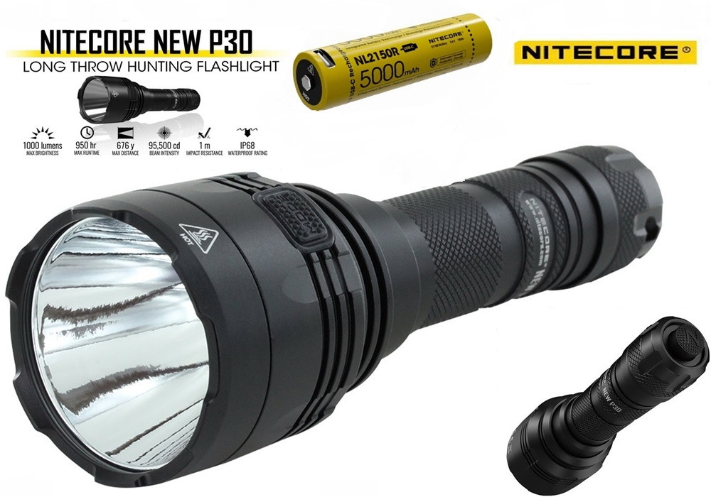 Ручний ліхтар NITECORE P30 NEW+usb NL2150R 21700*5000mAh (1000LM, IPX8), КОМПЛЕКТ