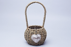 💜Кошик плетений (верба) 16х14х31см куля з нашивкою "Серце i love you"