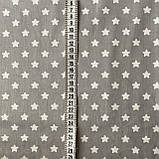 Сатин з білими зірочками на сірому, ш. 160 см, фото 3