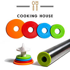 Оригінальна качалка для тіста Cooking House daymart  з кільцями розкочування тіста і килимком для випікання, фото 5