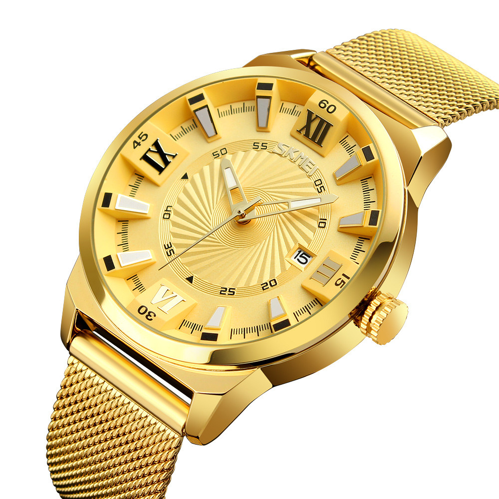 Класичний чоловічий годинник Skmei 9166 золотий