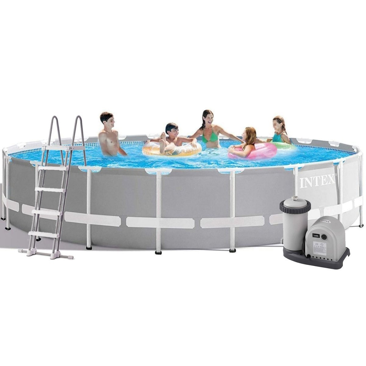 Каркасный бассейн Intex 26732 New, 549 x 122 см (Насос-фильтр 5 678 л/ч, лестница, подстилка,тент)
