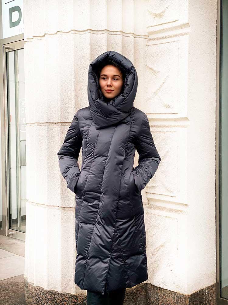 Пуховик Женский Натуральный Пух в Цвете Сером/графит Salco (р.44,46,48 ...