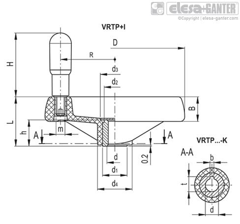 Маховики со спицами Elesa Ganter VRTP+I Вращающаяся ручка - фото 2 - id-p1336018683