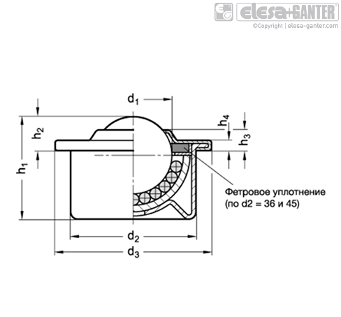 Шариковые элементы передачи Elesa Ganter GN 509 Корпус из нержавеющей стали/ Стали - фото 2 - id-p1336018872