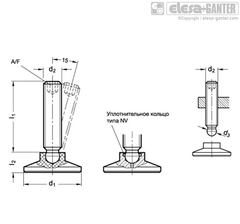 Шарнирные регулируемые опоры Elesa Ganter GN 638-ST - фото 2 - id-p1336018897