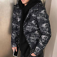 Мужская стильная стёганная курточка демисезонная чёрная / Турция (весенний пуховик)