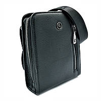 Мужская кожаная сумка Чёрная Мужская качественная кожаная сумка планшетка Сумка бизнес класса для мужчины