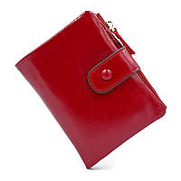 Женский кожаный кошелек Тёмно-красный Современный качественный кошелек для девушки Стильный кожаный кошелек