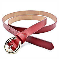 Женский кожаный ремень Красный узкий пояс для женщины Качественный поясок для девушки
