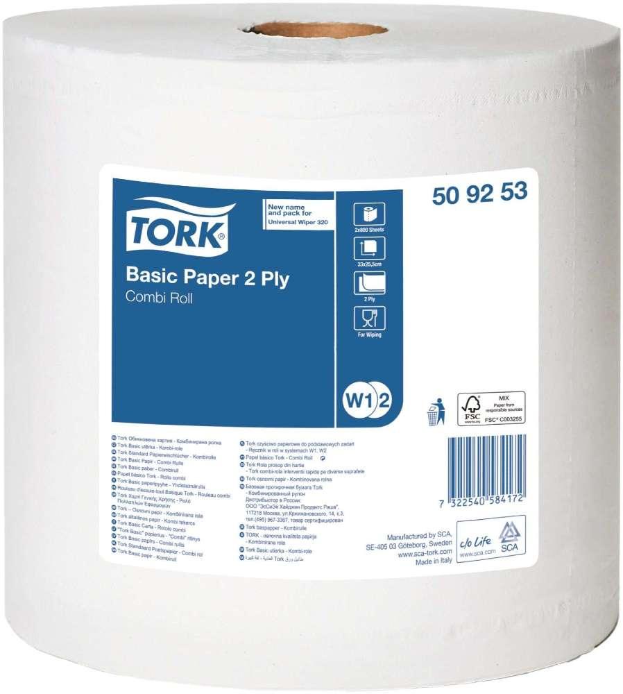 Папір протиральна TORK двошарова великий рулон 25.5Х33 см 264 м біла