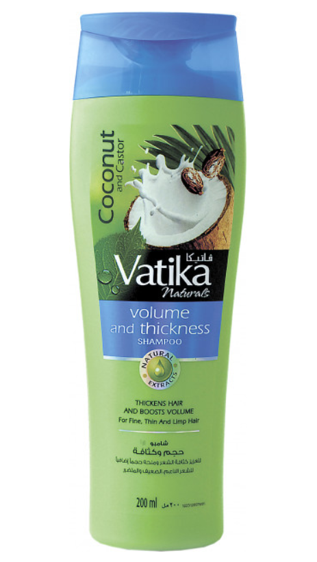 Шампунь Dabur Vatika Об'ємне та густе волосся з кокосом, касторовою олією і хною 200 мл