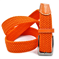 Яркий ремень резинка Weatro оранжевый Ремень плетенка резинка Комфортный ремень резинка с пряжкой