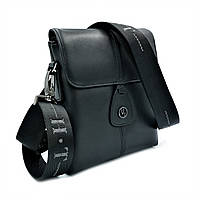 Мужская кожаная сумка Чёрная Сумка из натуральной кожи Презантабельная деловая классическая сумка для мужчины