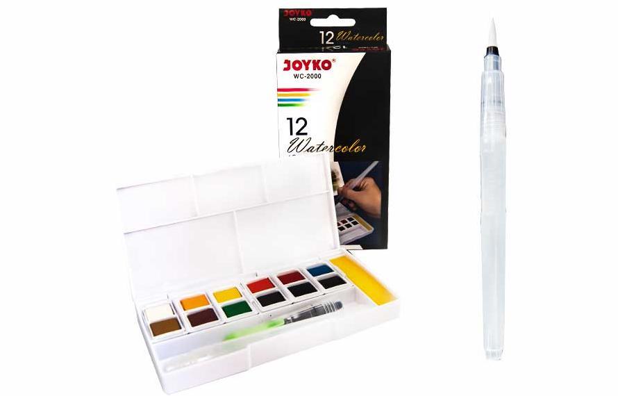 Фарби акварельні 12 кольорів пензлик з резервуаром Joyko WC-2000, 708513, фото 1