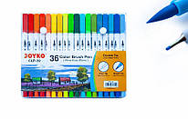 Маркери двосторонні пензлик лінер 36 кольорів Joyko CLP-39, 713142