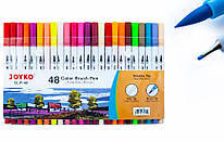 Маркери двосторонні пензлик лінер 48 кольорів Joyko CLP-40, 713159