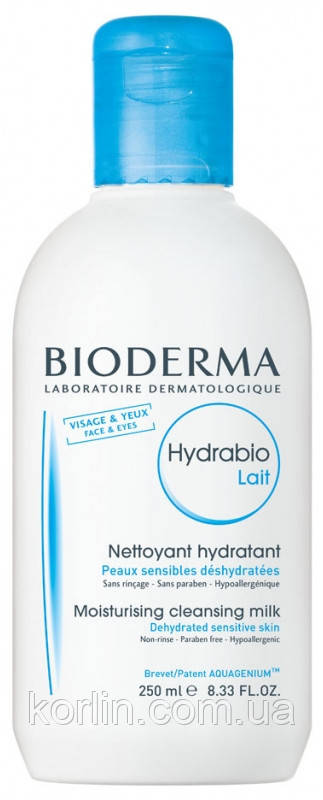 Bioderma Hydrabio Lait Moisturising Cleansing Milk Біодерма Гідрабіо Очисне молочко Для Обличчя 250 мл ФРАНЦІЯ