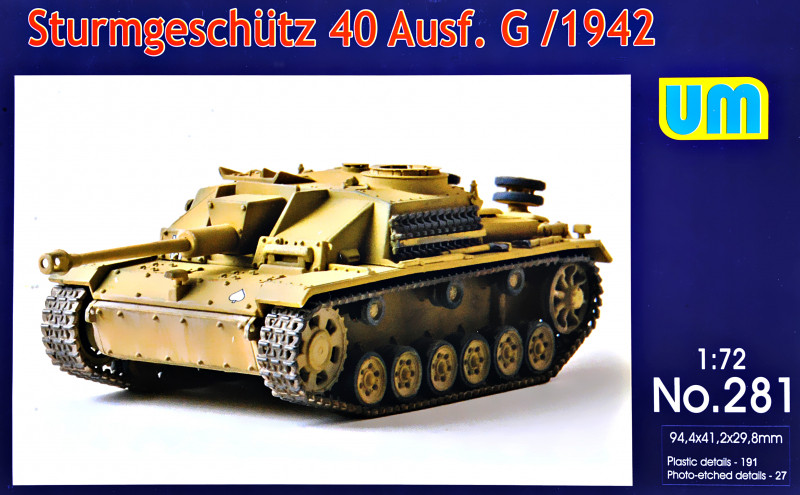 Пластикова модель 1/72 UM 281 німецька самохідно-артилерійська установка Sturmgeschutz 40 Ausf.G early, фото 1
