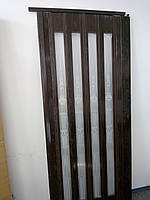 Дверь гармошка остекленная с декором орех 7103 с башенкой 860х2030х12 мм