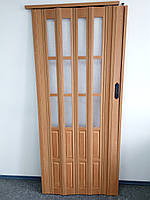 Двери гармошкой полуостекленные 1020х2030х12мм вишня 501