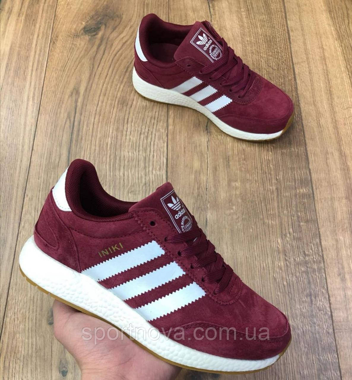Купить Женские кроссовки Adidas Iniki замшевые бордовые (), цена 1378 ...