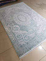 Гарні небесно-блакитний однотонний м'який килим із турецької бавовни