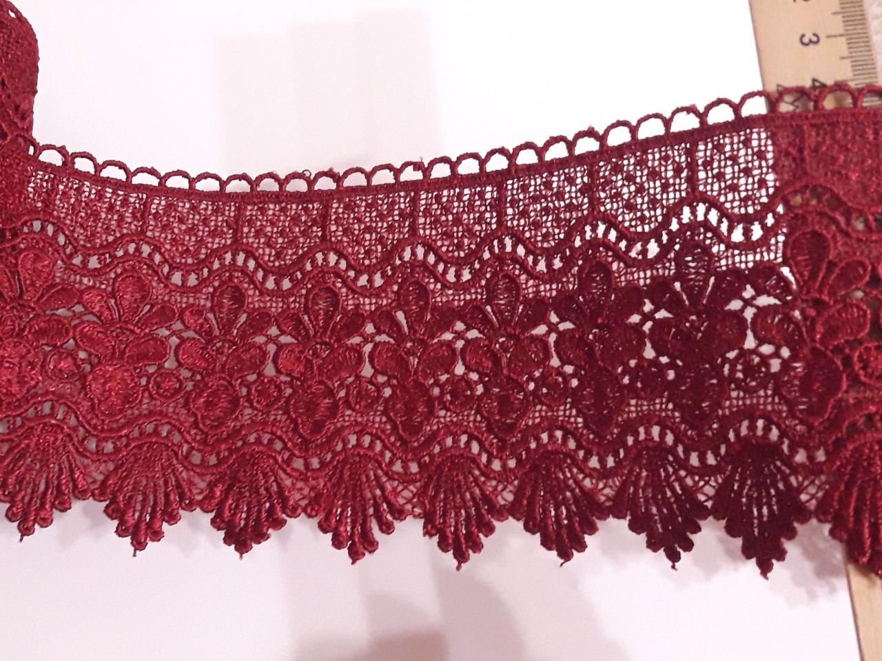 Мереживо макраме бордове широке. 10 см., фото 1