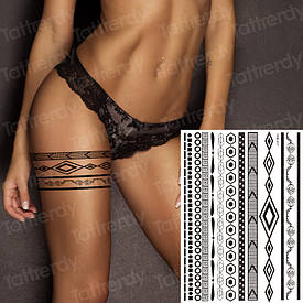 Флеш Тату. 21*15 См. Тимчасова. Перевідна. Мехенді, Менді, Квіти, Набір, Браслети, Пов'Язки, Yhb-017 (Sb), Ч/Б