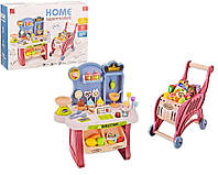 Детский игровой набор Магазин с прилавком 668-82, свет, звук, касса, весы, столик, тележ