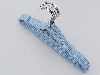 Плічка вішалки дитячі флоковані (оксамитові, велюрові) блакитного кольору,довжина 32,5 см, в упаковці 5 штук