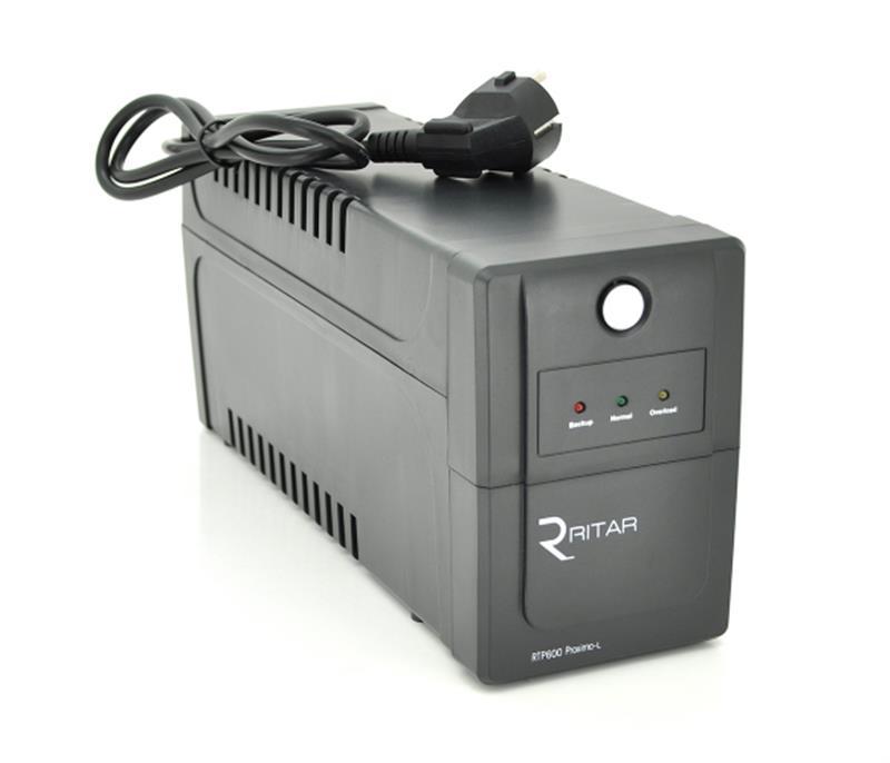 ДБЖ Ritar RTP600, Lin.int., AVR, 2xSchuko, пластик (RTP600L/05843)