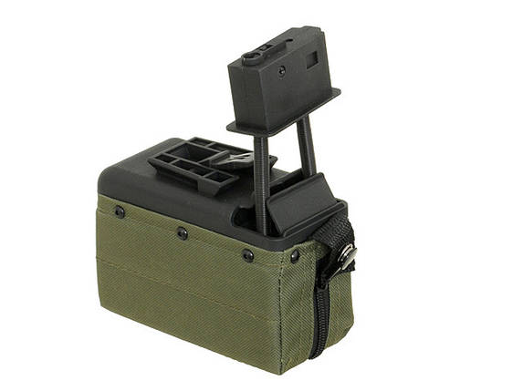 Електро-бункерний магазин M249 на 1500 кульок - OLIVE [BattleAxe] (для страйкболу), фото 3