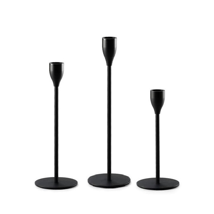 Підсвічники святкові REMY-DEСOR металеві Гамлет чорного кольору набір 3 шт. висота 23см 28см 33см, фото 1