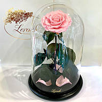 💚Рожева троянда в колбі Lerosh - Lux 33 см ORIGINAL чорна підставка