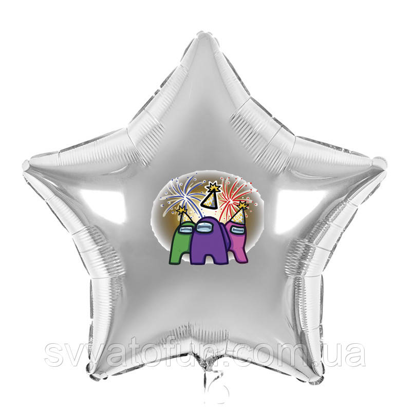 Наклейка для фольгованих кульок 18" "Among US" Салют 11х13 см