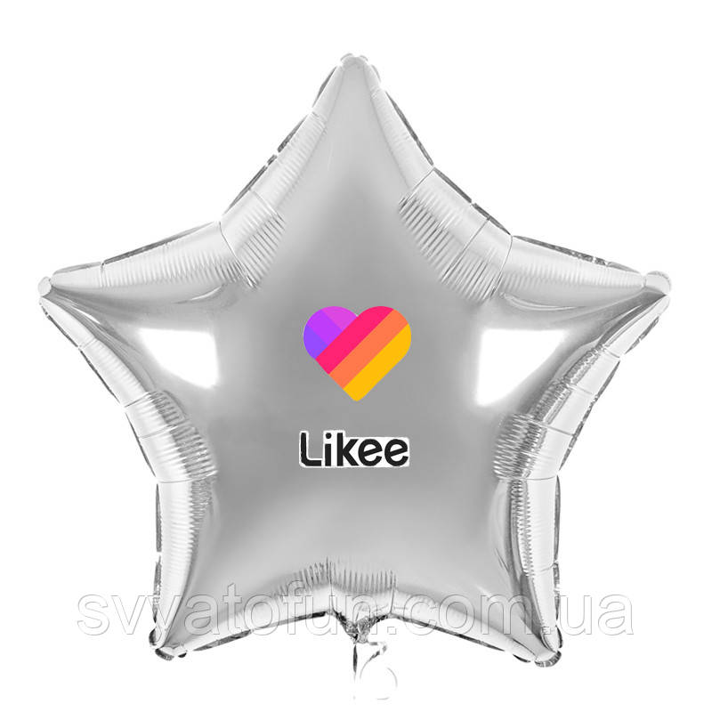 Наклейка для фольгованих кульок 18" "Likee" з серцем 9х9 см