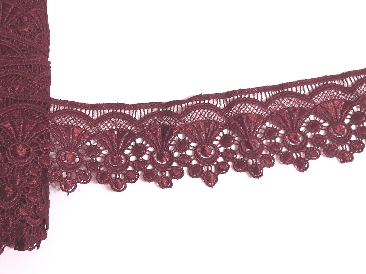 Мереживо макраме бордове 5 см.