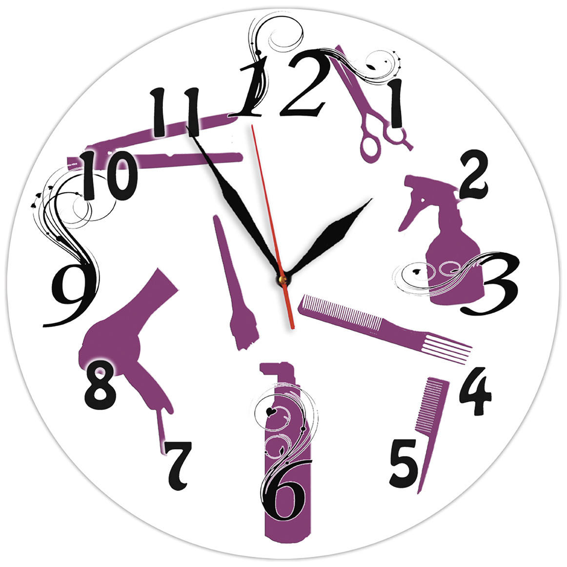 Настінні годинники Для перукарні скляні кварцові - 35см