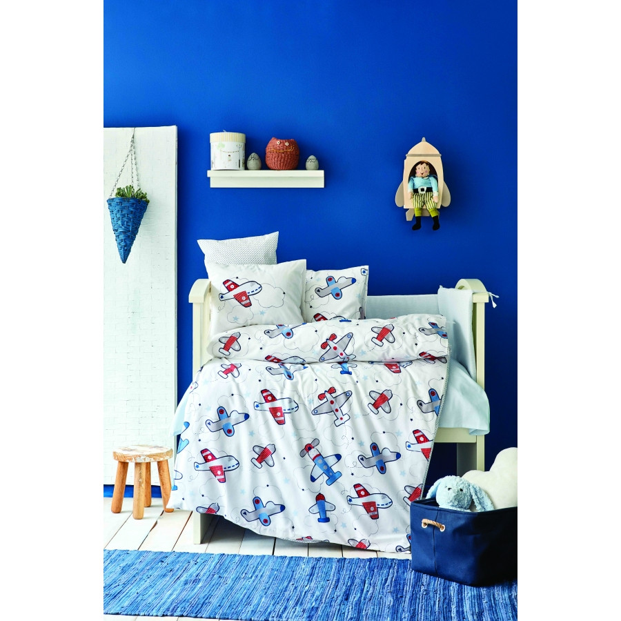 Дитячий набір в ліжечко для немовлят Karaca Home - Airship mavi блакитний (10 предметів)