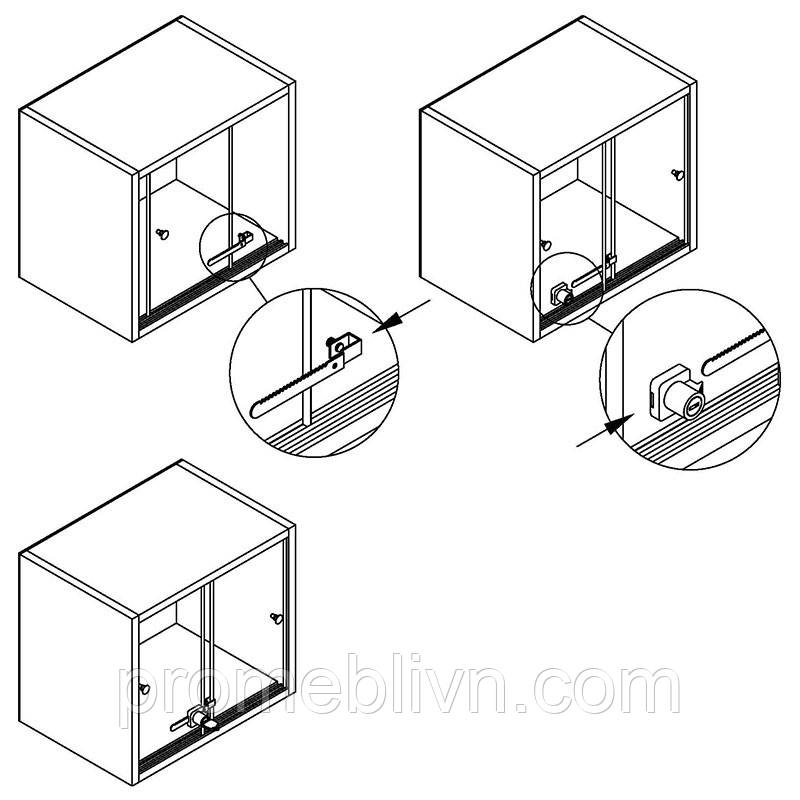 Замок накладний для скляних розсувних дверей Muller CL 4-7mm - фото 3 - id-p418451292