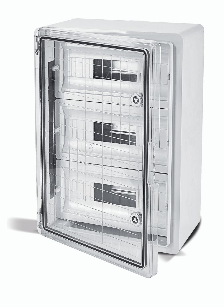 Шкаф ударопрочный модульный ABS 350x500x190, 12х3 модулей,с прозрачной дверцей IP65 - фото 1 - id-p1336579515