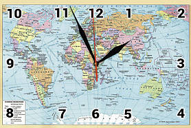 Настінні годинники "Мапа світу" скляні кварцові