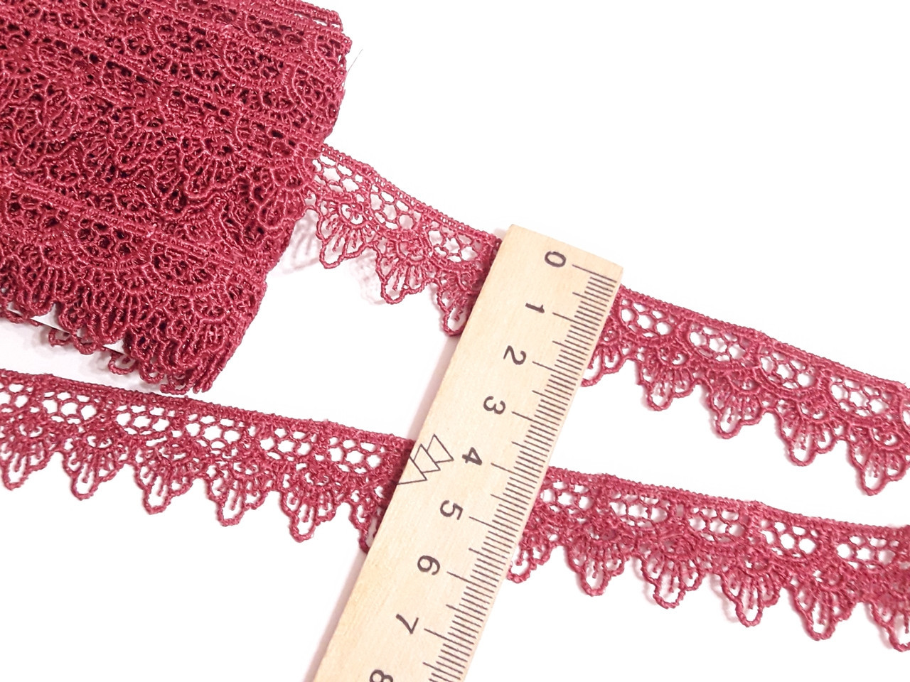 Мереживо макраме бордове 2 см.