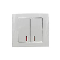 Вимикач подвійний з підсвіткою вбудовуваний Аватар ST 44-1